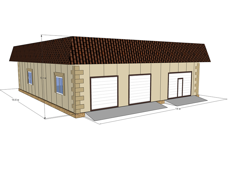 Проект гаража из сэндвич панелей и металлокаркаса 8 на 8
