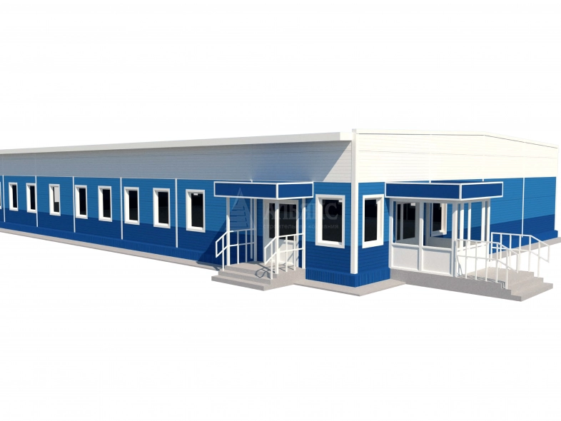 3D визуализация Офисное здание из сэндвич-панелей - фото 1