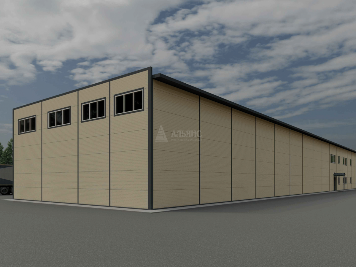 3D визуализация Склад с АБК из сэндвич-панелей - фото 4